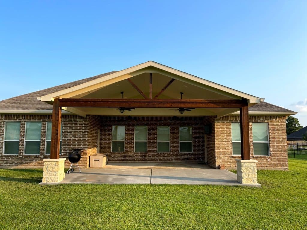 Custom patio cover installed in Greater Houston area by Affordable Shade
